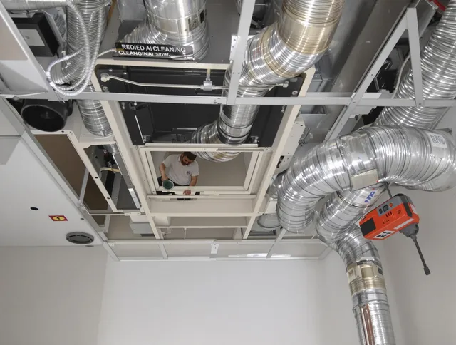 Warren Air Duct Cleaning technician performing detailed central duct system cleaning in Warren