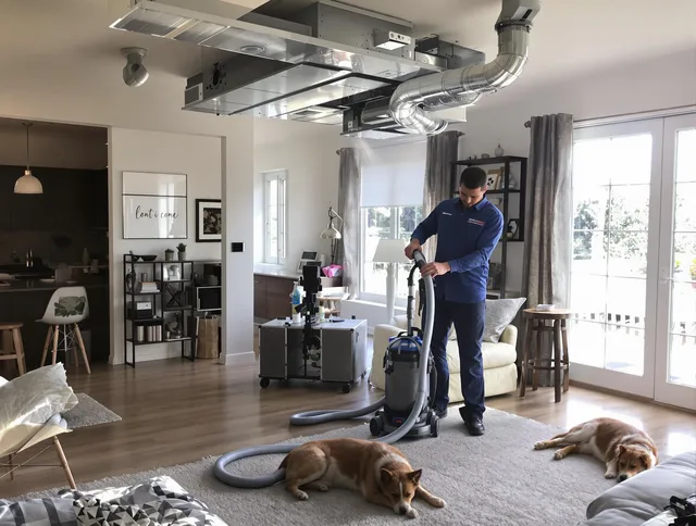 Warren Air Duct Cleaning technician performing detailed indoor duct cleaning for improved air quality in Warren